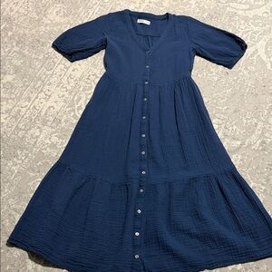 Sonoma Deep Blue Midi Dress with Buttons